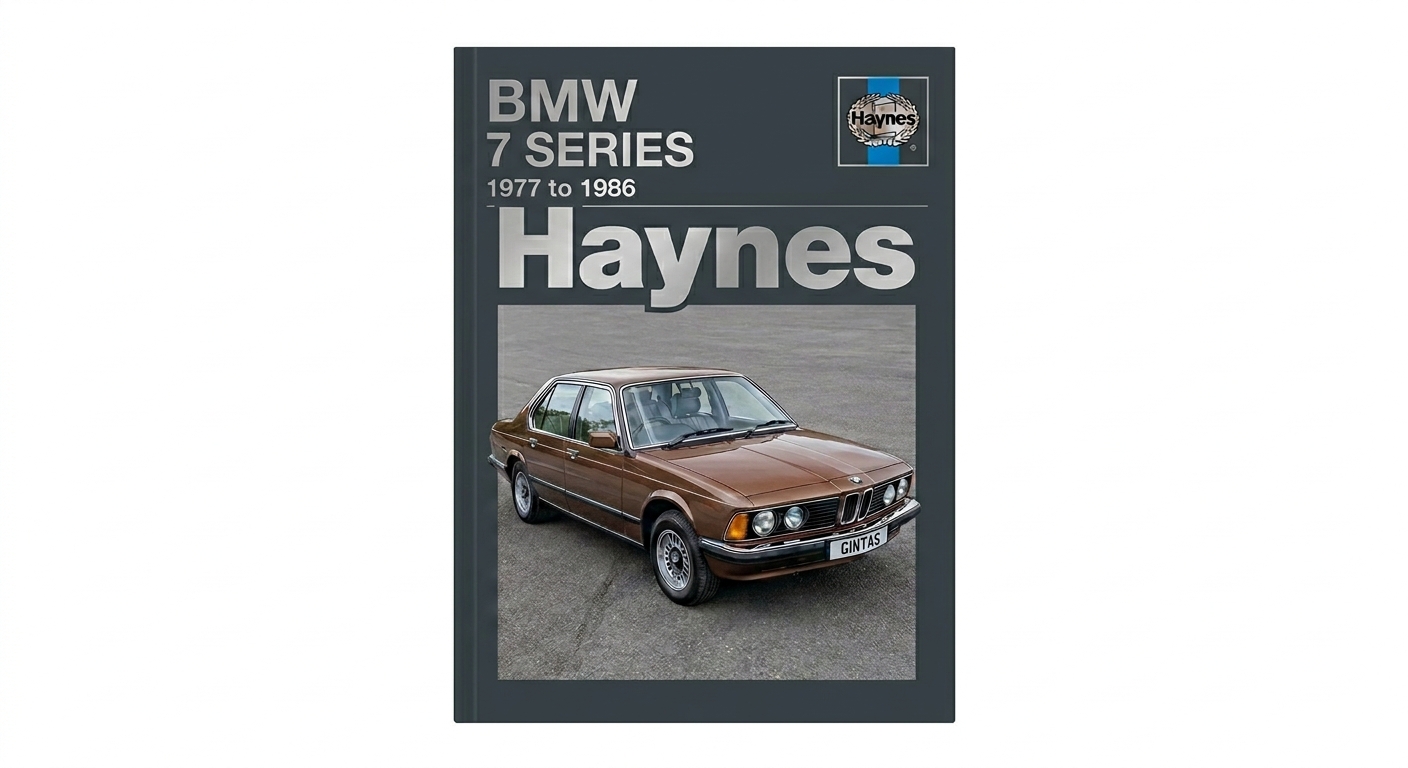 AI-generated mock Haynes Manual style book cover for a BMW 7 Series